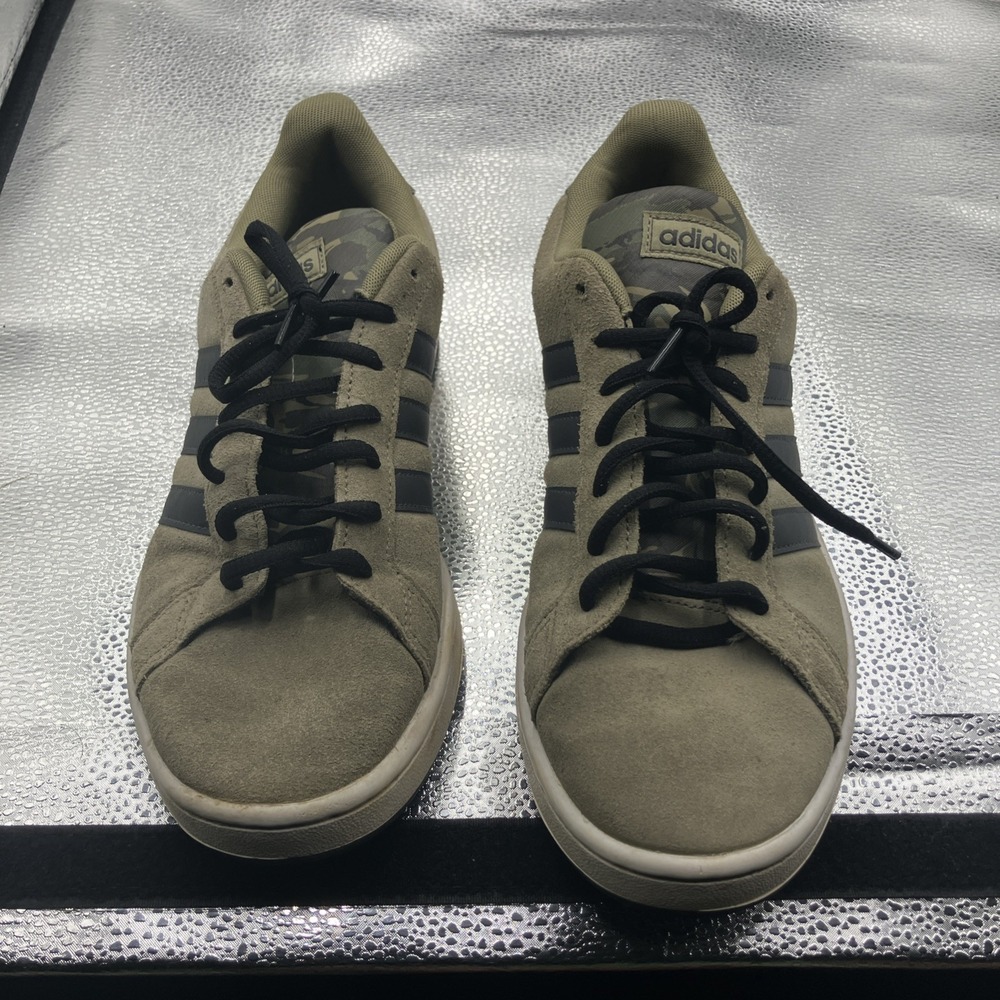 Adidas Grand Court Obit Green Camo Suede Sneakers 9